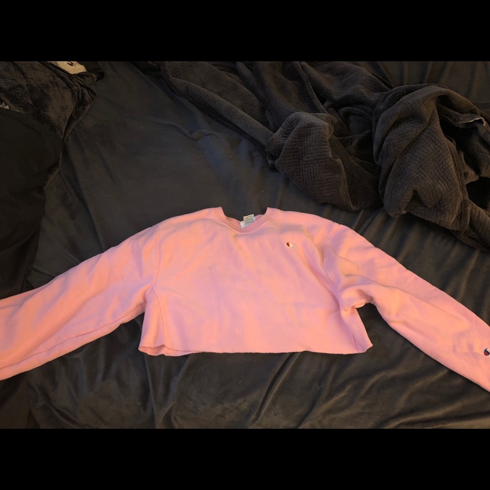 Champion cropped pink crew neck